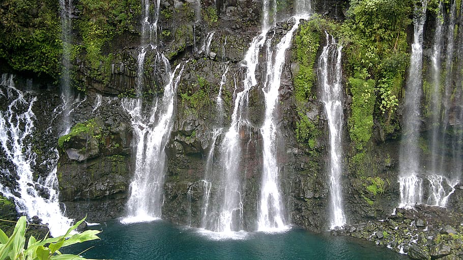 La Reunion, Cascade, foto air terjun, air, air terjun, scenics - alam, keindahan di alam, gerak, tanaman, air yang mengalir