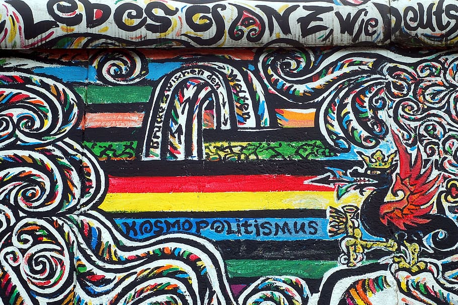 壁, 絵画, ストリートアート, ベルリン, アート, アイデア, 色, 構成, 多色, パターン