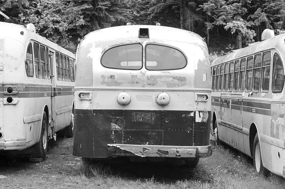 grayscale photo, classic, Vintage, Bus, Travel, Retro, Journey, trip, vacation, holiday