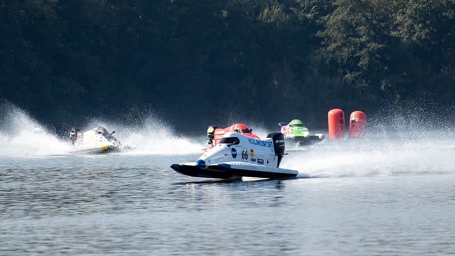 powerboat, motorboat race, race, water sports, sport, water vehicles, runabout, water, lake, competition