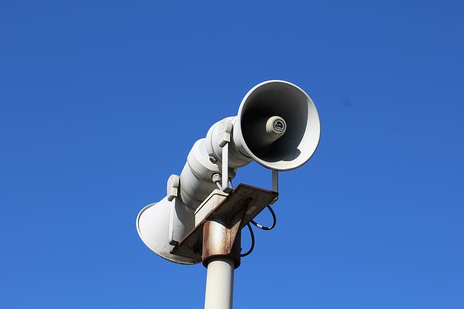 Altavoces, comunicación, sonido, difusión, vigilancia, tecnología, cámara de seguridad, observación, cámara - Equipo fotográfico, cielo