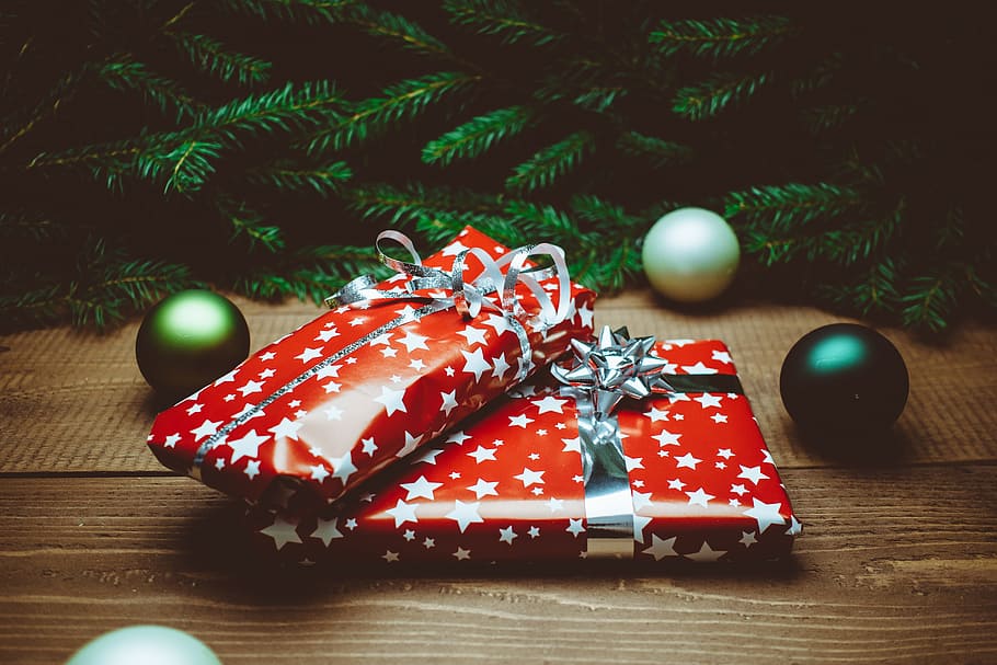 regalos, árbol, navidad, varios, decoración, madera - rojo, invierno, celebración, feriado, temporada