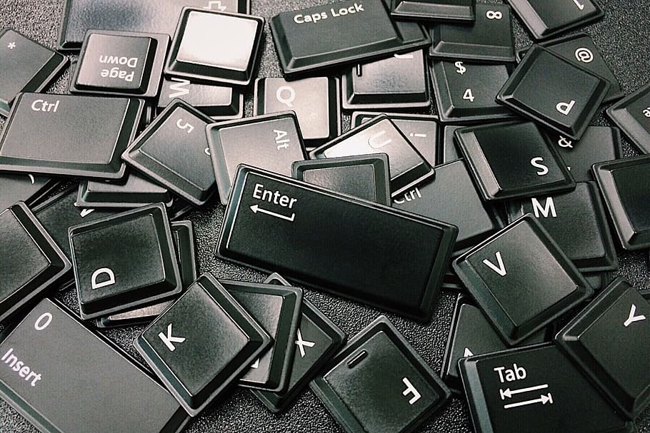 black, computer keyboard keys, surface, letters, keys, keyboard, technology, computer, communication, enter