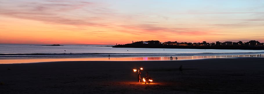 Sunset, Sea, Saint Gilles Croix De Vie, france, water, beauty in nature, scenics, tranquility, sky, beach