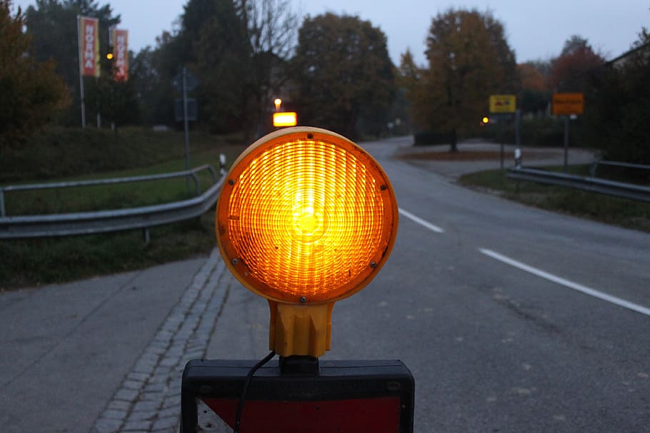 lamp, signal, city, road, night, landmark, traffic, warning, light, security