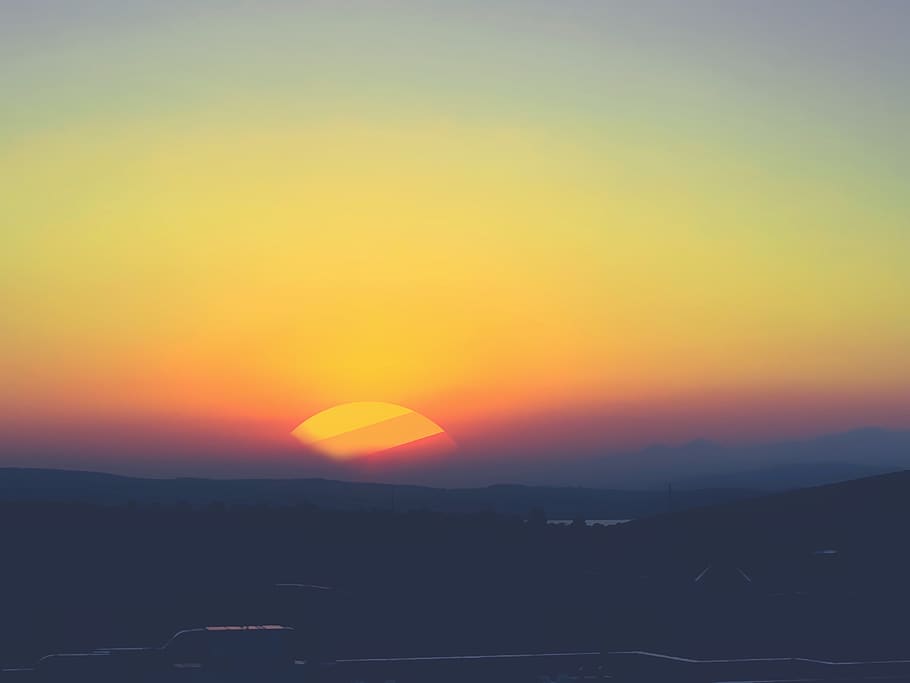 sunrise, twilight, nature, double exposure, effects, creativity, artistic, fade, no clouds, clear
