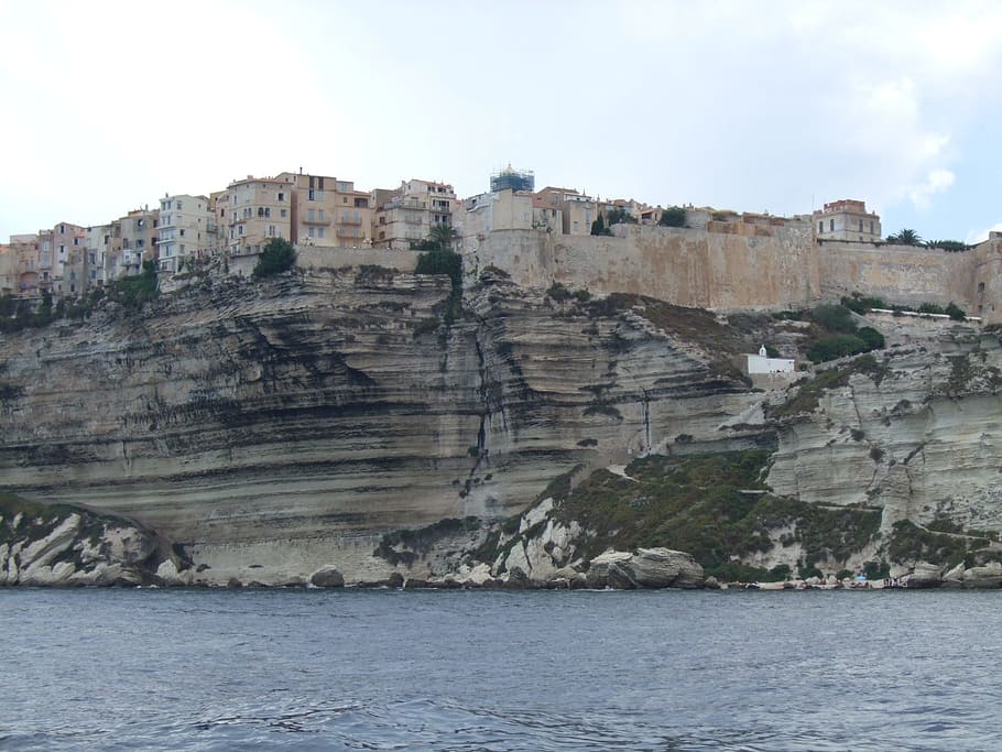 corsican, bonifacio, cliffs, mediterranean, landscape, sea, maritime landscape, rock, rock formation, water