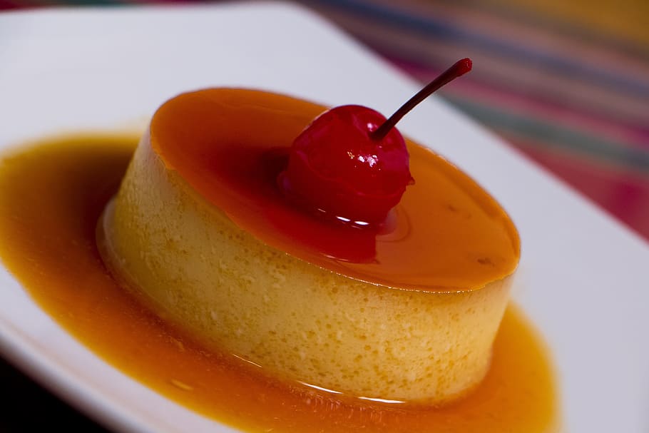 Flan, Sweet, Dessert, Sugar, Delicious, caramel, food and drink, red, food, plate