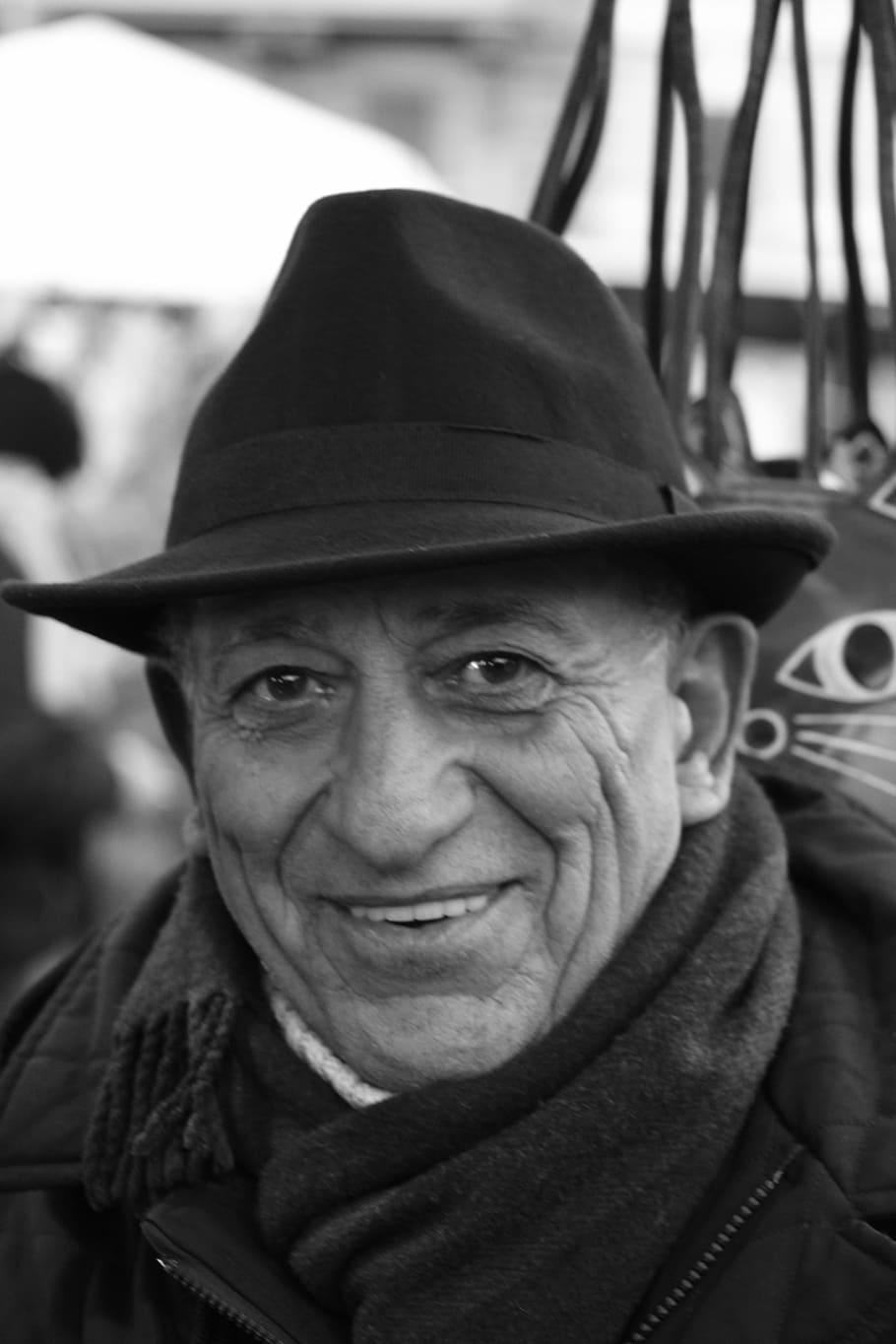 pablo, portrait, look, black and white, man, senior, hat, person, looking at camera, clothing