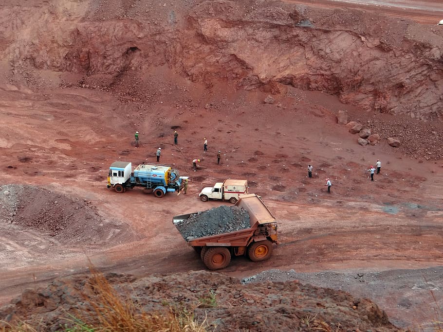 mining, iron ore, mine, transport, dumper, iron, mineral, industrial, pit, opencast