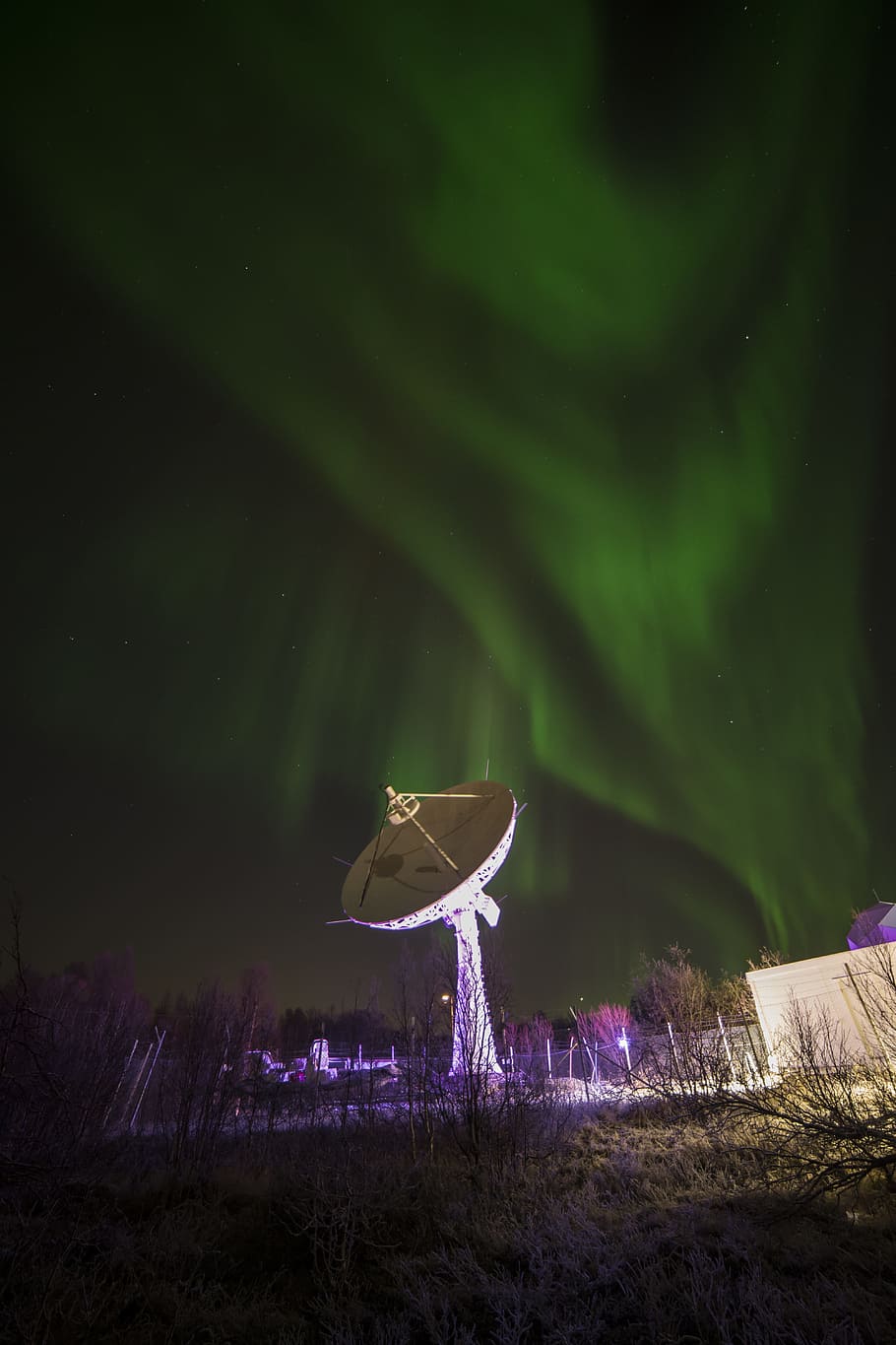 Antenna, Night, Northern Lights, light, winter, norway, nature, technology, outdoors, beauty in nature