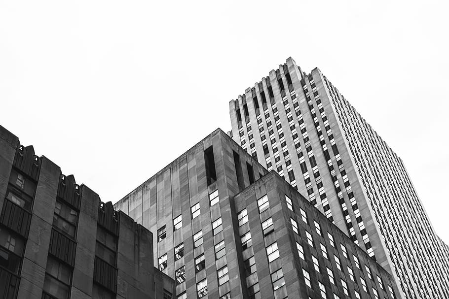 fotografi sudut rendah, bangunan tinggi, abu-abu, tinggi, naik, gedung, bangunan, arsitektur, pusat kota, kota