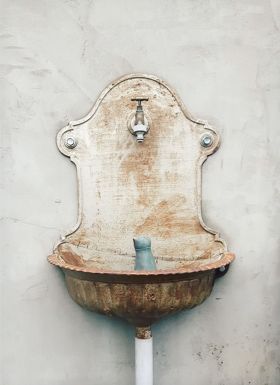 Faucet, Sink, Lake Dusia, Wall, Rural, village, monument, old building, bird, antique