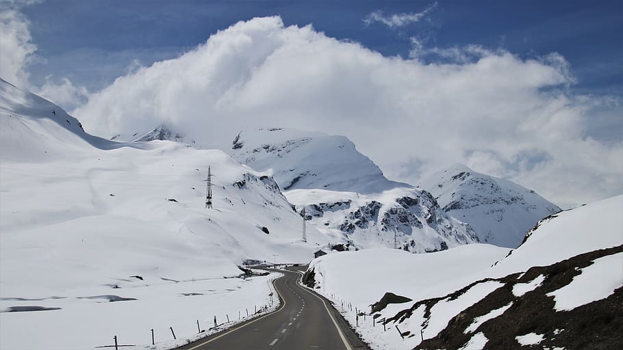 mountains, snow, beautiful, peak, highway, steep, the silence, alpine, panorama, mountain