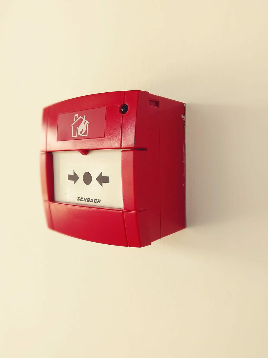 red, emergency alarm, wall, Alarm, House, Fire, Fire, Warning, White, house, fire, warning