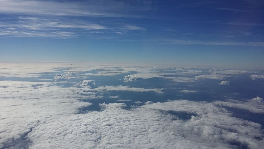clouds, sky, plane, silence, calm, cloud - sky, scenics - nature, aerial view, cloudscape, beauty in nature