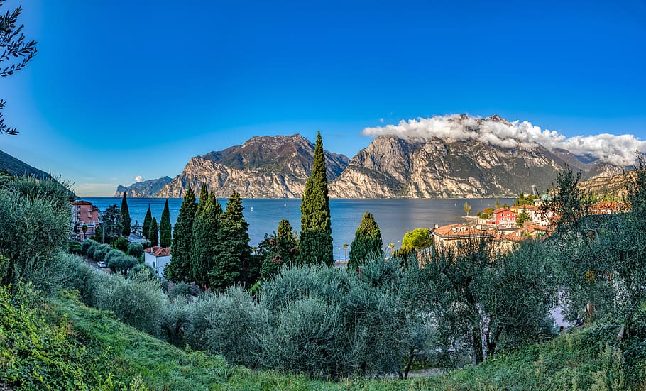 torbole, garda, italy, lake, mountains, vacations, landscape, outlook, water, panorama