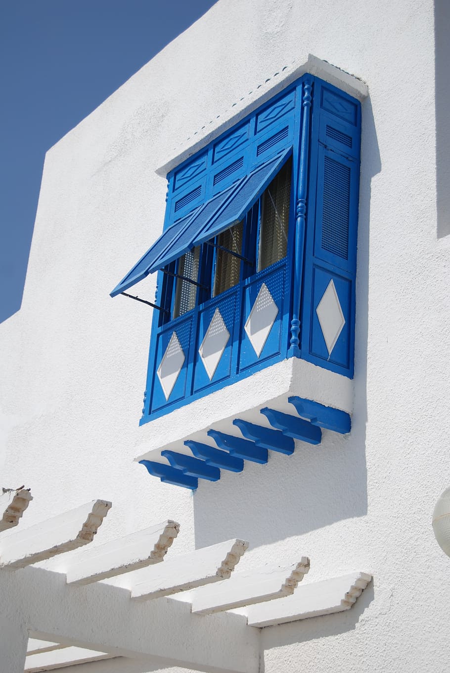balcony, tunisia, facade, building, house, blue, white, arabic, building exterior, architecture