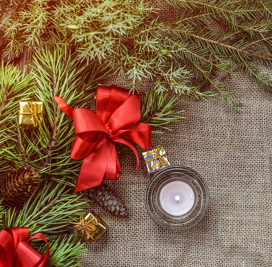 christmas, decoration, bow, christmas decoration, red, xmas, celebration, tree, season, december