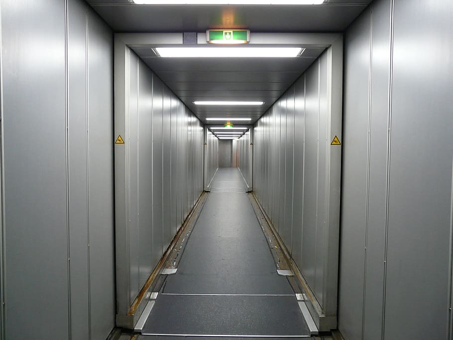 empty hallway, passenger boarding bridge, gangway, access bridge, increased to, aircraft, airport, access, climb, leave