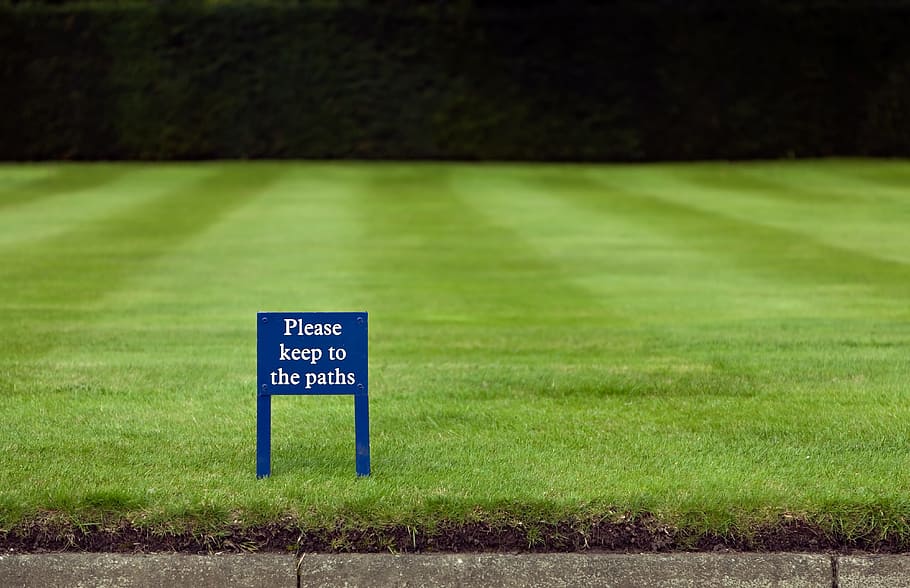 please, keep, paths signage, Sign, Green, Grass, Isolated, grass, green, grass isolated, space