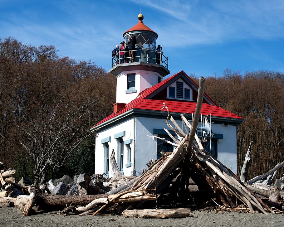 lighthouse, point robinson, maury island, vashon island, house, building, architecture, sky, outdoors, historic