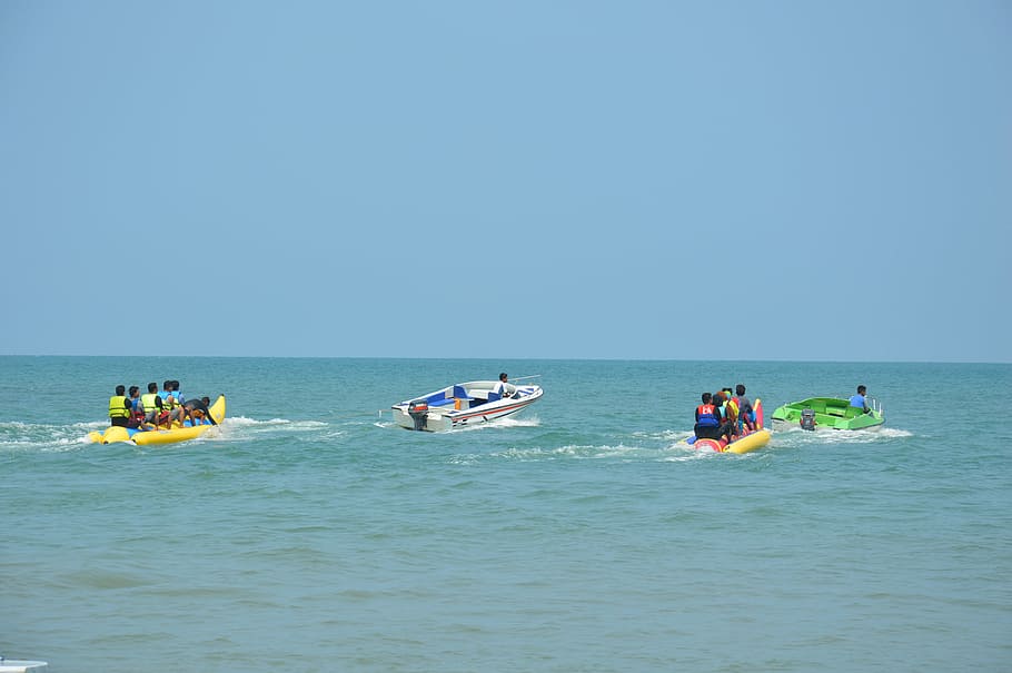banana boat, sea, boat, beach, water, ocean, banana, holiday, fun, travel