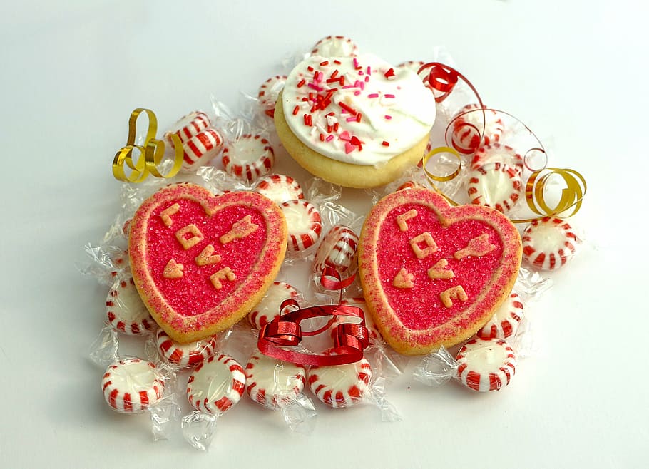 valentine, candy, heart, sweet, cookie, forms, sugar, red, heart shape, jewelry