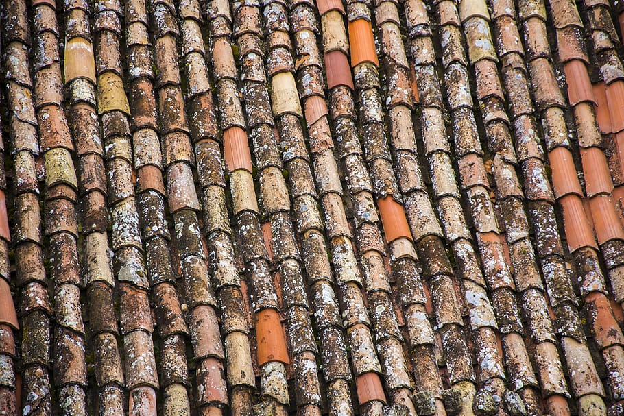 roof, tile, old, texture, brick, red, weathered, building, full frame, backgrounds