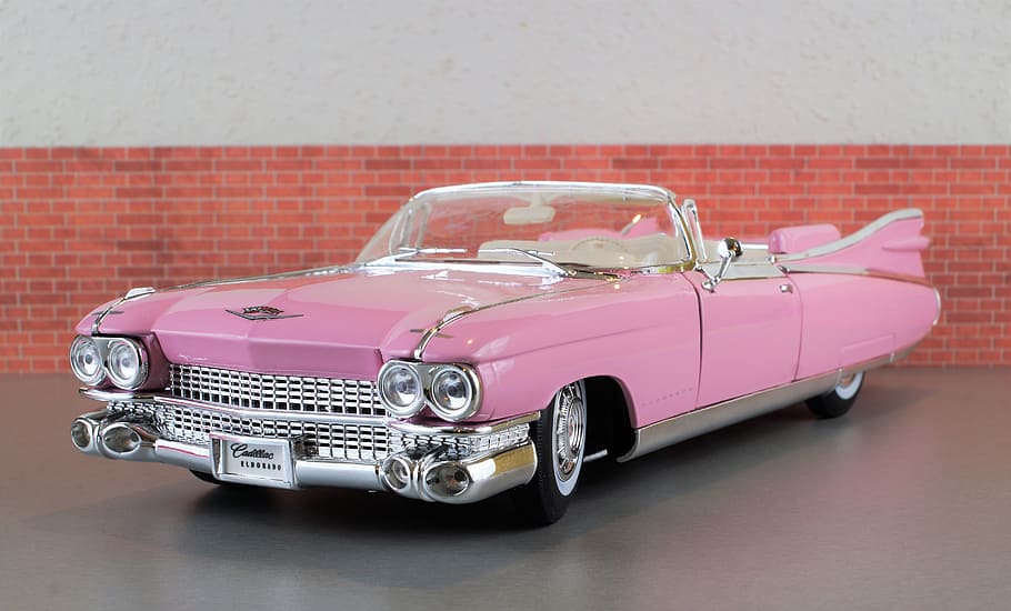 Model Car, Cadillac, Cadillac, Cadillac Eldorado, cadillac, pink, auto, old, toy car, usa, america