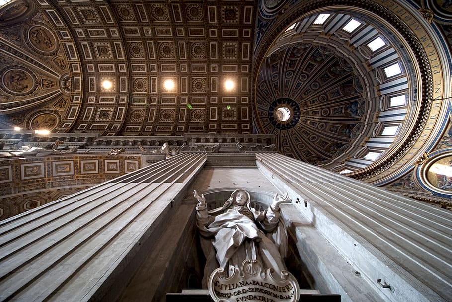 Rome, Italy, Saint Peter'S Cathedral, rome, italy, vatican city, church, architecture, statue, low angle view, built structure