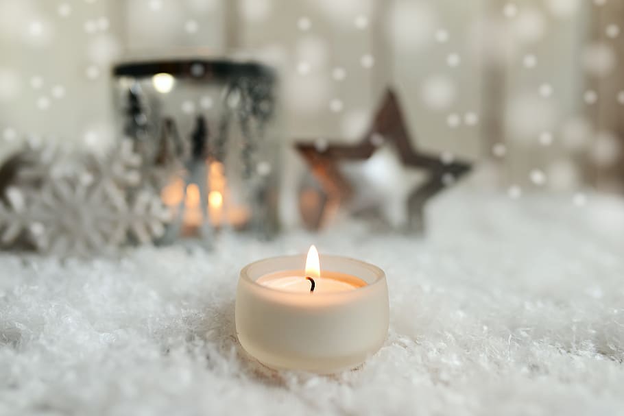 natal, decoração de natal, tealight, vela, flama, pavio, festivo, época de natal, advento, motivo de natal
