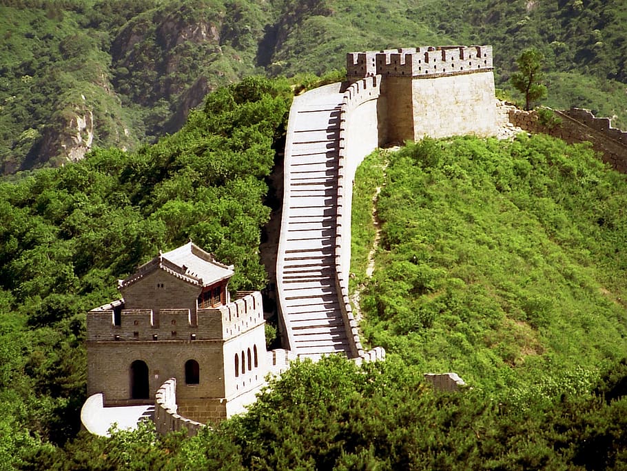 gran, pared, china, pintura, artística, gran muralla, gran muralla china, barrera, vasto, logro