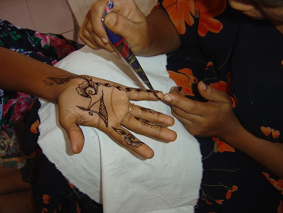 persona mano tatuaje, sesión, tatuaje, henna, manos, mujeres, djibouti, áfrica, mano humana, mano