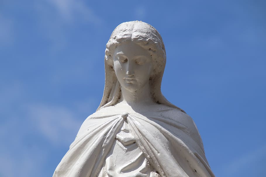 statue, sculpture, white, pure, virgin mary, monument, pierre, head, figure, woman