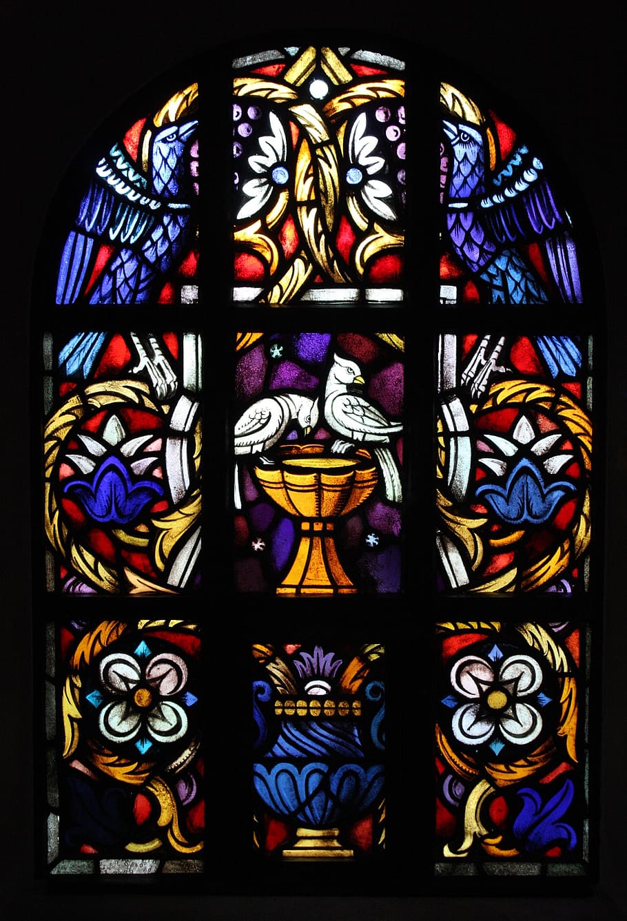 church window, dove, birds, church, glass window, stained glass, stained glass window, christianity, window, glass