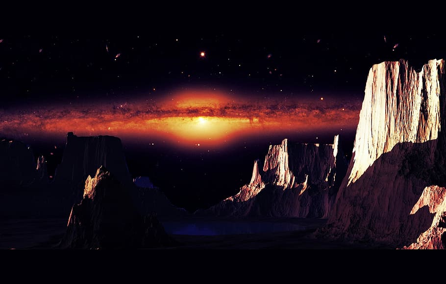 Monument Valley, noche, espacio, estrella, galaxias, universo, planeta, cráter, viajes espaciales, sistema solar