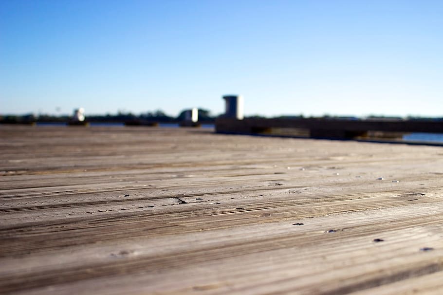 wood, dock, boardwalk, sky, wood - material, day, selective focus, clear sky, nature, surface level