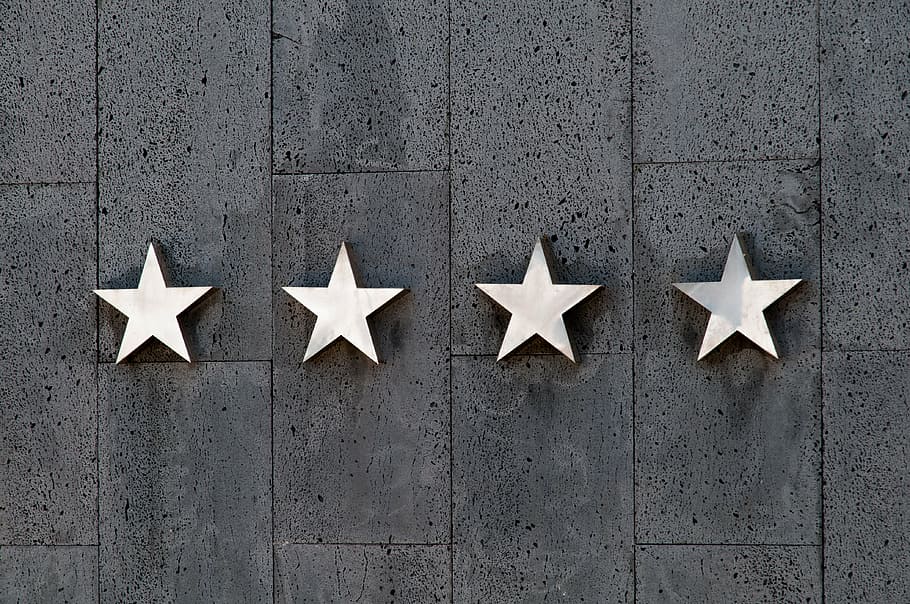four, white, star wall decors, stars, rating, travel, hotel, quality, customer experience, premium