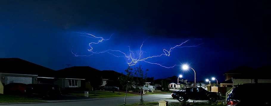 lightning, storm, perth, australia, night, power in nature, thunderstorm, power, cloud - sky, mode of transportation