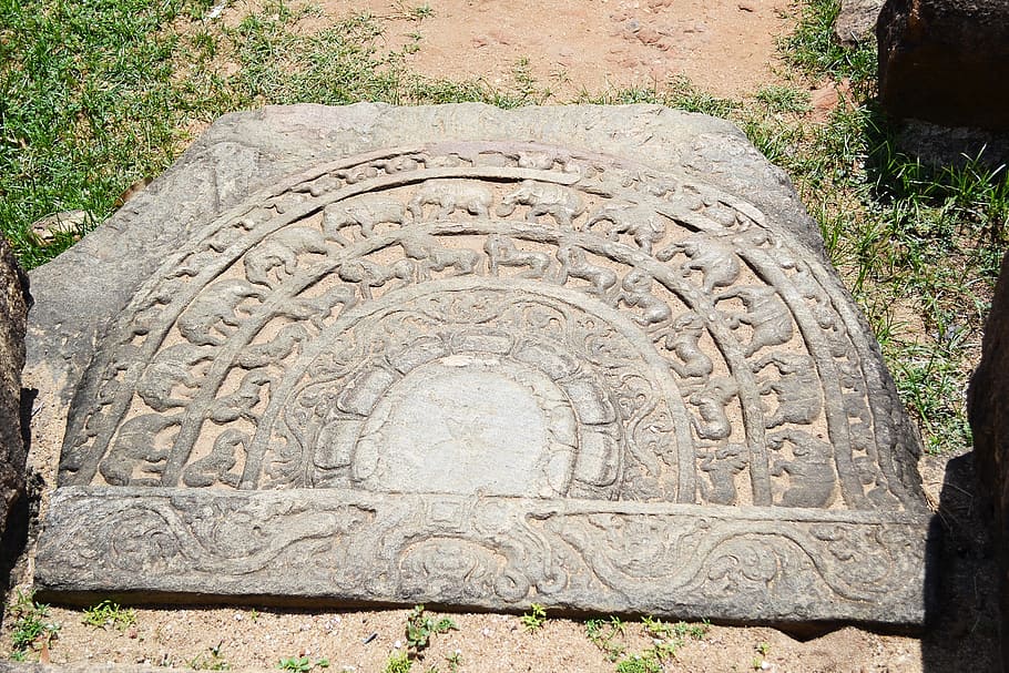 piedra lunar, polonnaruwa, ruinas antiguas, antiguo, histórico, rey, castillo, budismo, sri lanka, mawanella