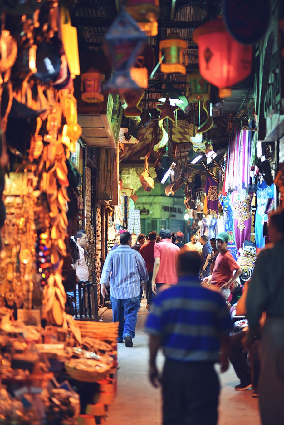 personas, caminando, dentro, tienda, bazar, El Cairo, Egipto, mercado, egipcio, árabe