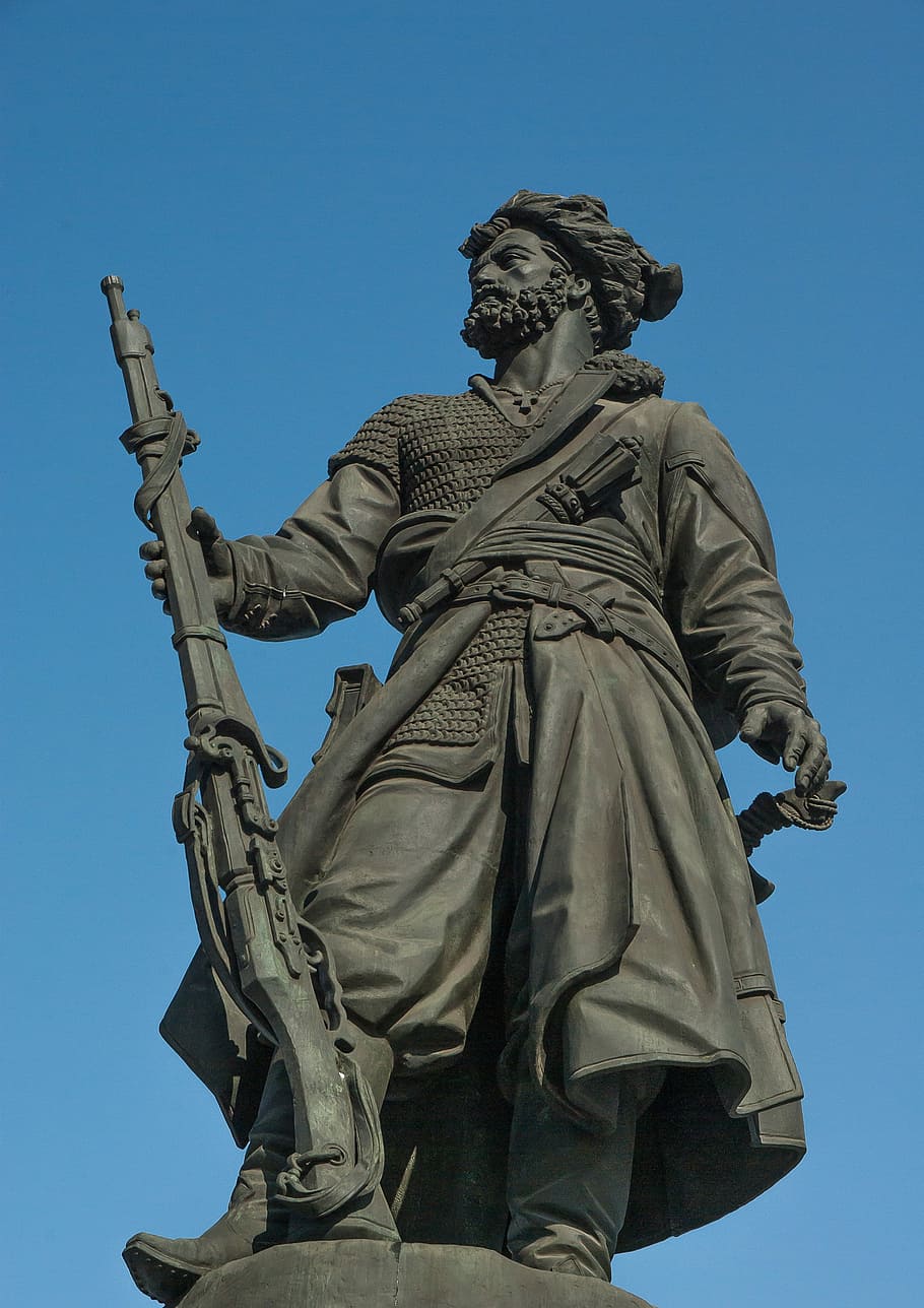 irkutsk, cosaco, soldado, estatua, escultura, representación humana, arte y artesanía, representación, cielo, aspecto masculino