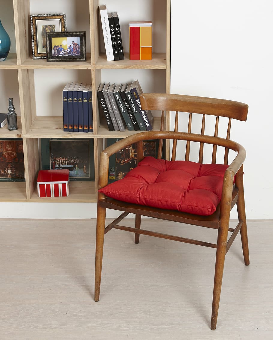 chair, cushions, bookshelves, the sanctum sanctorum, seat, furniture, indoors, shelf, flooring, table