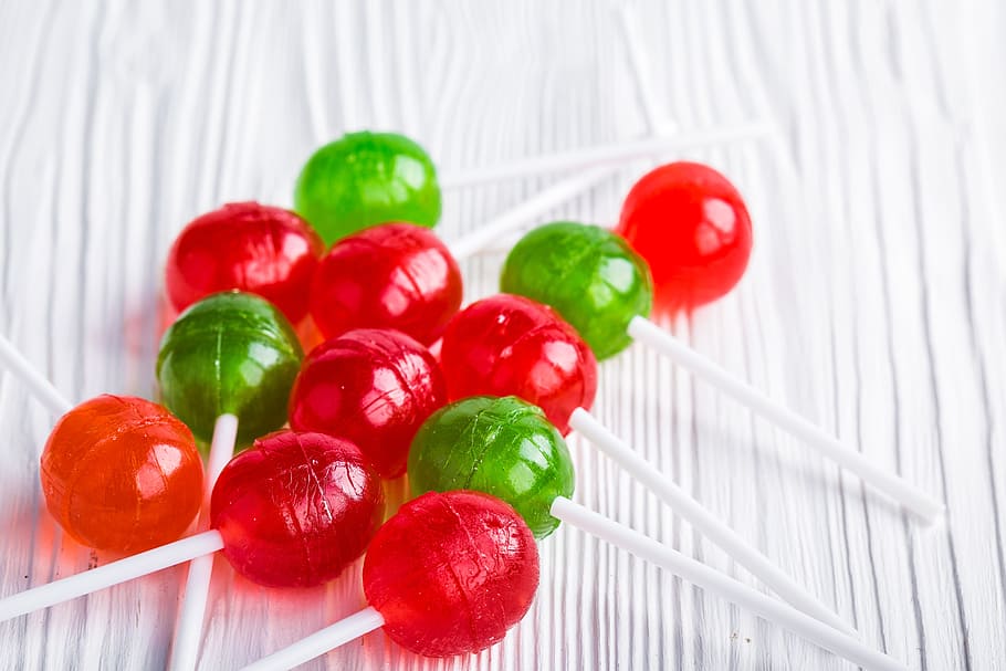 green, red, lollipops, white, surface, Candy, Sweetmeats, Sweets, Caramel, dessert