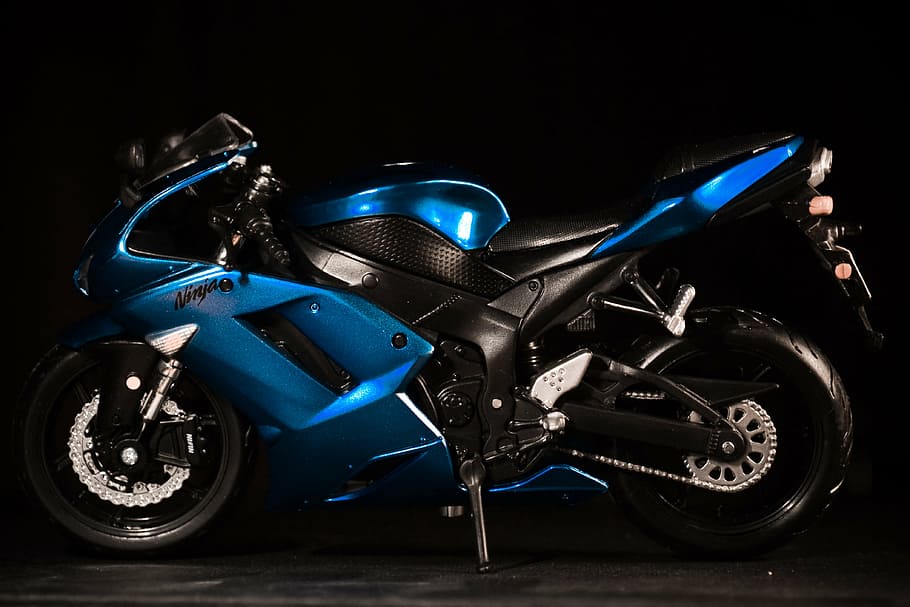 azul, negro, bicicleta deportiva, bicicleta, kawasaki, ninja, moto, motocicleta, nuevo, rueda
