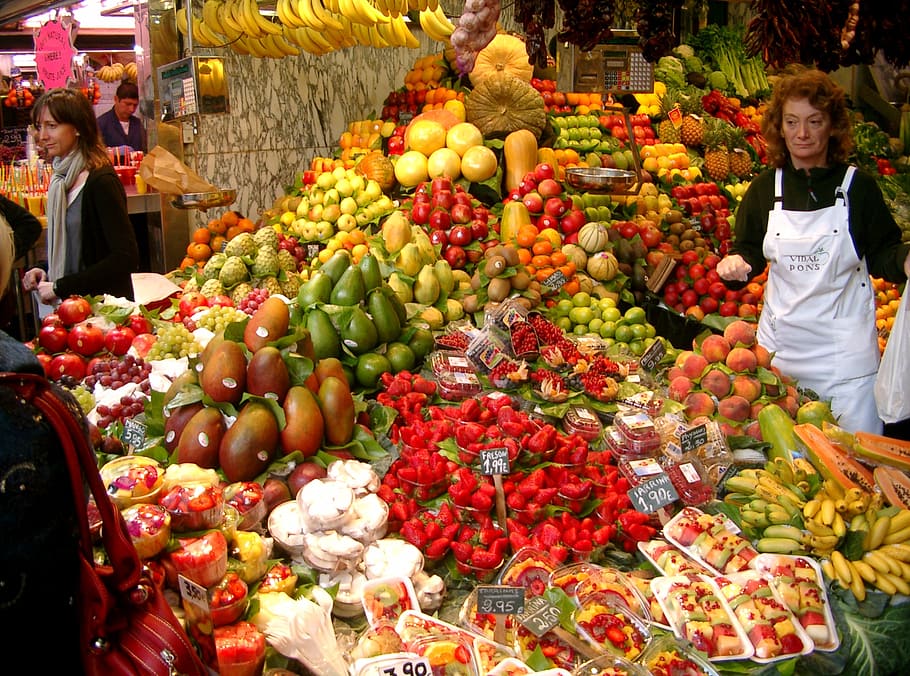 pasar, buah, sayuran, sehat, buah-buahan, makanan, kios buah, vitamin, pasar petani lokal, pepaya