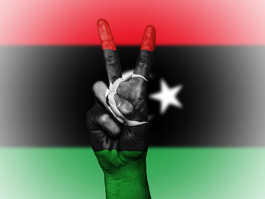 libya, peace, hand, nation, background, banner, colors, country, ensign, flag