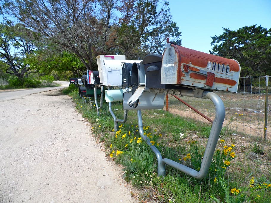 Mailbox, Postbox, Country Side, Usa, mail, box, postal, letterbox, postage, post