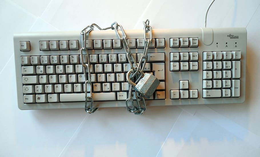 прикованный, серый, компьютерная клавиатура, политика конфиденциальности, клавиатура, безопасность, конечно, безопасный, защита, замок